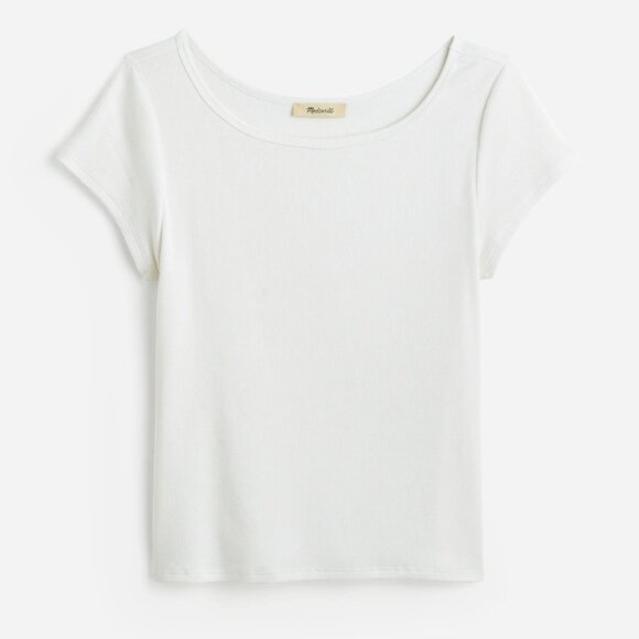 Madewell (Re)generative Cotton Ribbed Cap-Sleeve Tee Size Medium - Picture 3 of 10